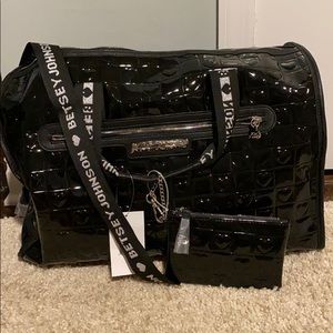 Brand New Betsy Johnson Black Patent Weekender
